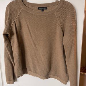 Banana Republic Women's Tan Ribbed Crop Crew Neck Pullover Sweater S